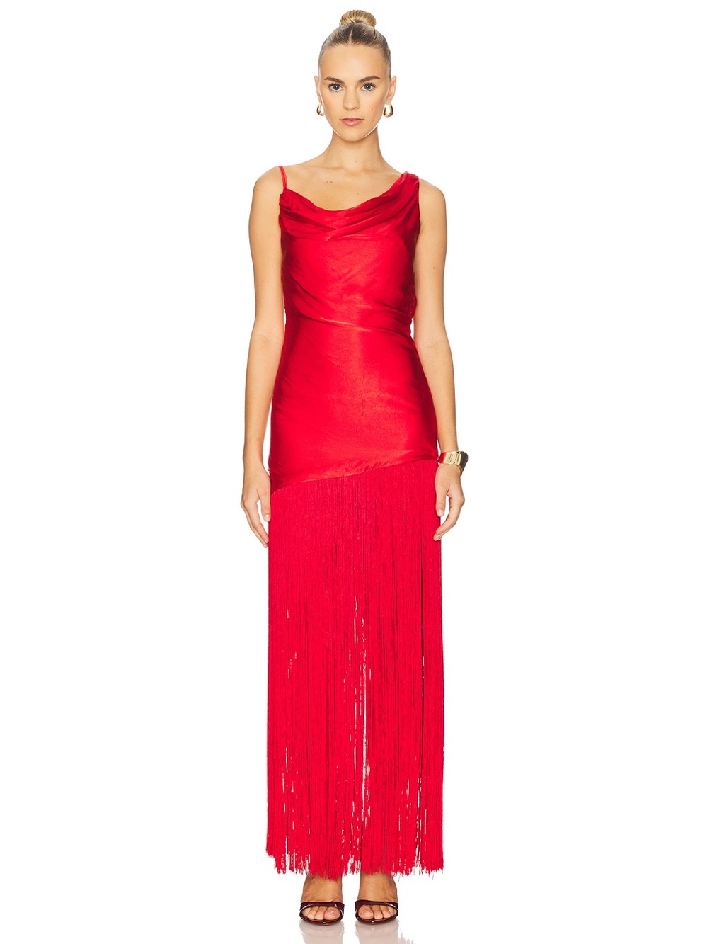 Deme by Gabriella Rosetta Red Draped Fringe Maxi Dress REVOLVE